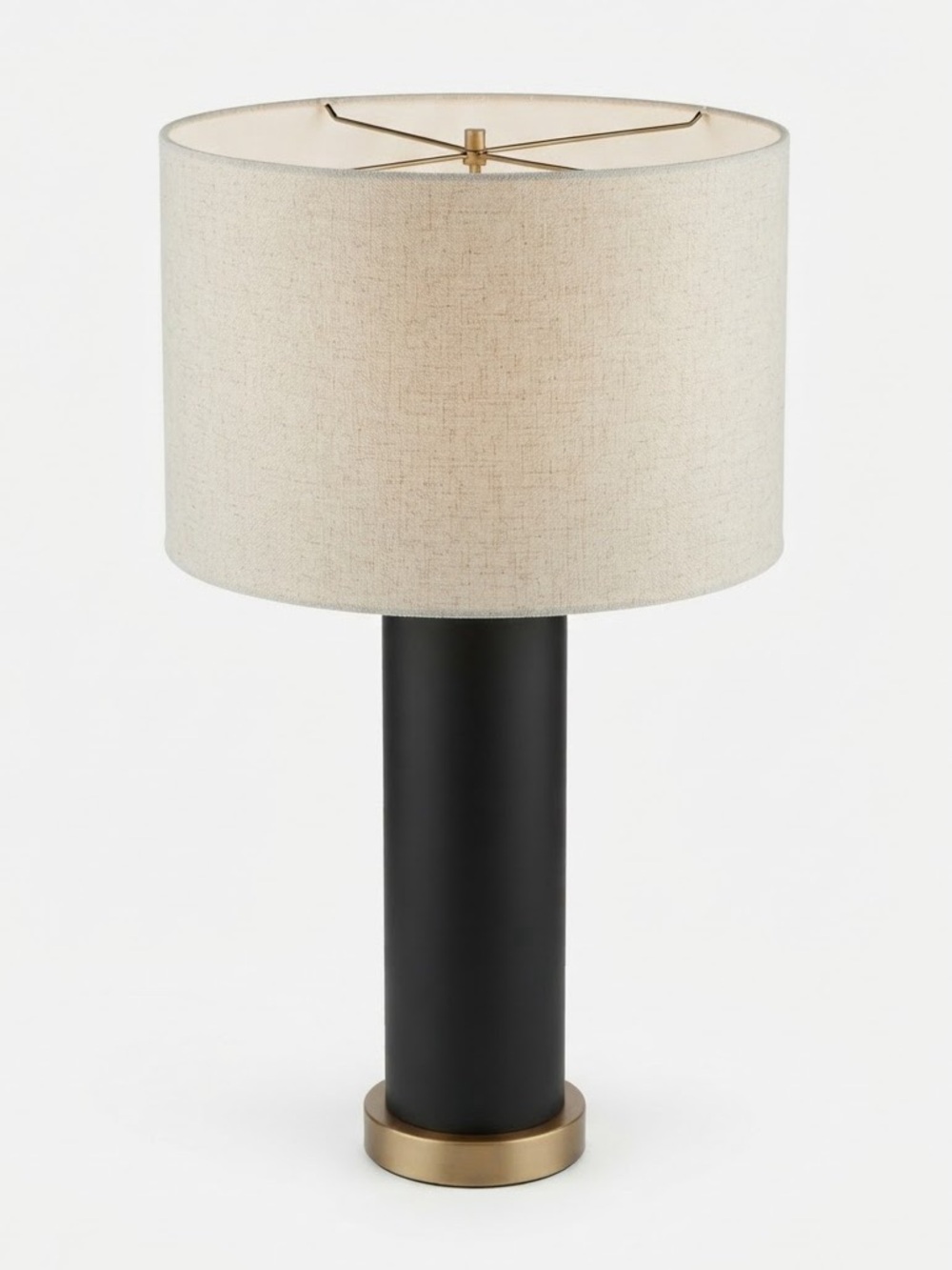 25” Pillar Accent Table Lamp Base Dark Bronze & Brass with Built In USB